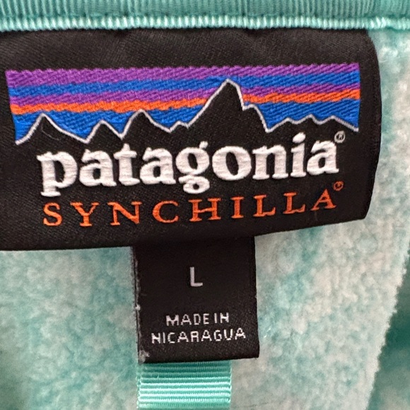 Patagonia Synchilla Turquoise Fleece Pullover Sweatshirt Size Large - Picture 3 of 6